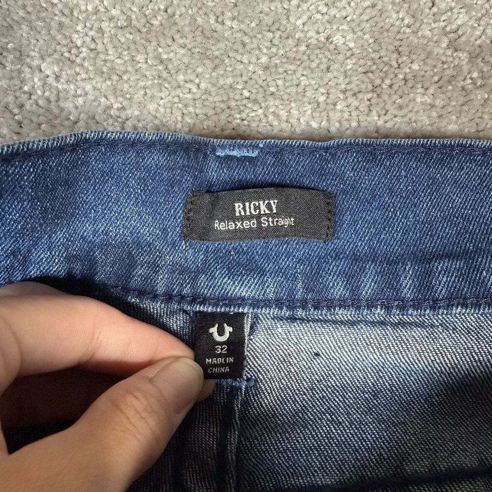 NWT True Religion‎ Men's 32x34 Medium Wash Ricky Relaxed Straight Fit Jeans $199